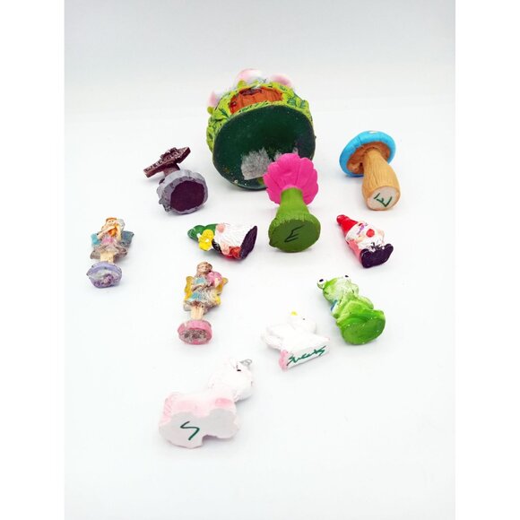 Fairy Garden Gnome 11 Piece Set Unicorns Frog Fairies Blue Mushroom Welcome Sign - Picture 3 of 14